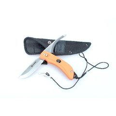 Нож складной Ganzo G802-OR с двойным оранжевым лезвием в деревянной коробке.